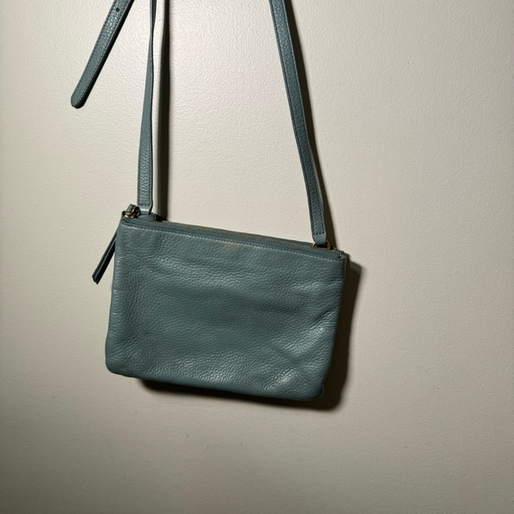 Fossil  seafoam green genuine leather crossbody satchel - Picture 5 of 9